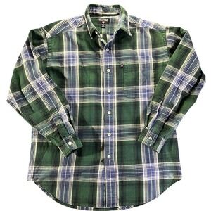 Polo Jeans Co Ralph Lauren Plaid Long Sleeve Button Up Shirt Men's Medium Green
